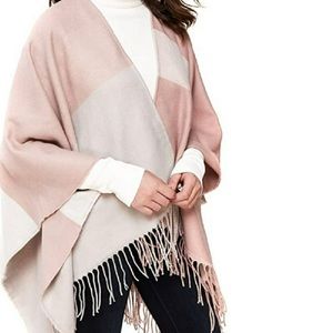 Dusty Pink Woven Scarfigan with Fringe